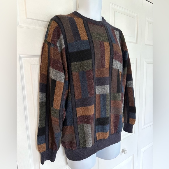 Peru Unlimited 100% Alpaca Medium Abstract Geometric Color Block Sweater - Picture 2 of 7
